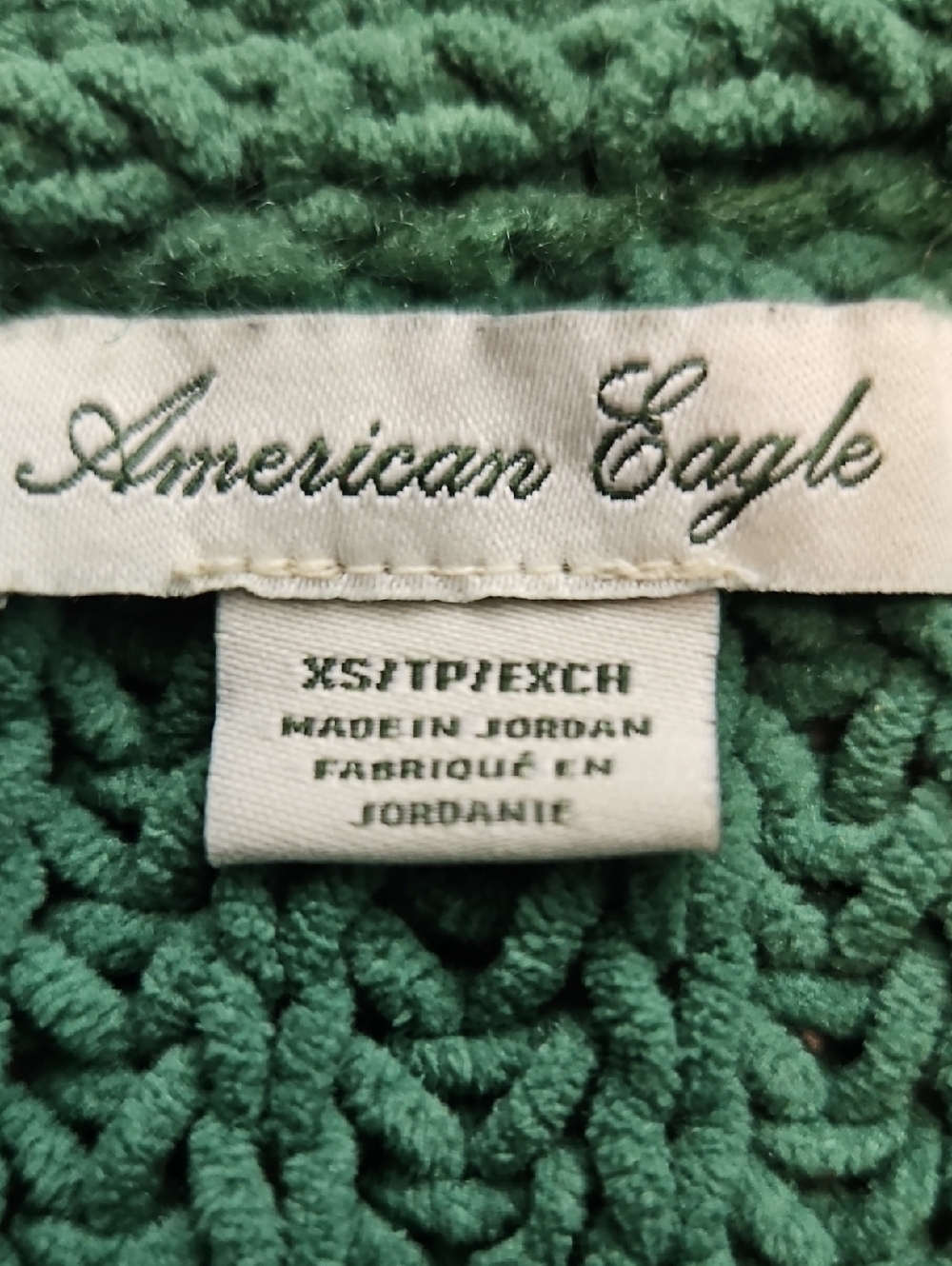 American Eagele Green Chunky Knit Sweater XS Relaxed & Oversized Fit - Picture 5 of 7